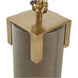Bronx 29 inch Brushed Antique Brass and Dark Brown Leather with Beige Linen Table Lamp Portable Light