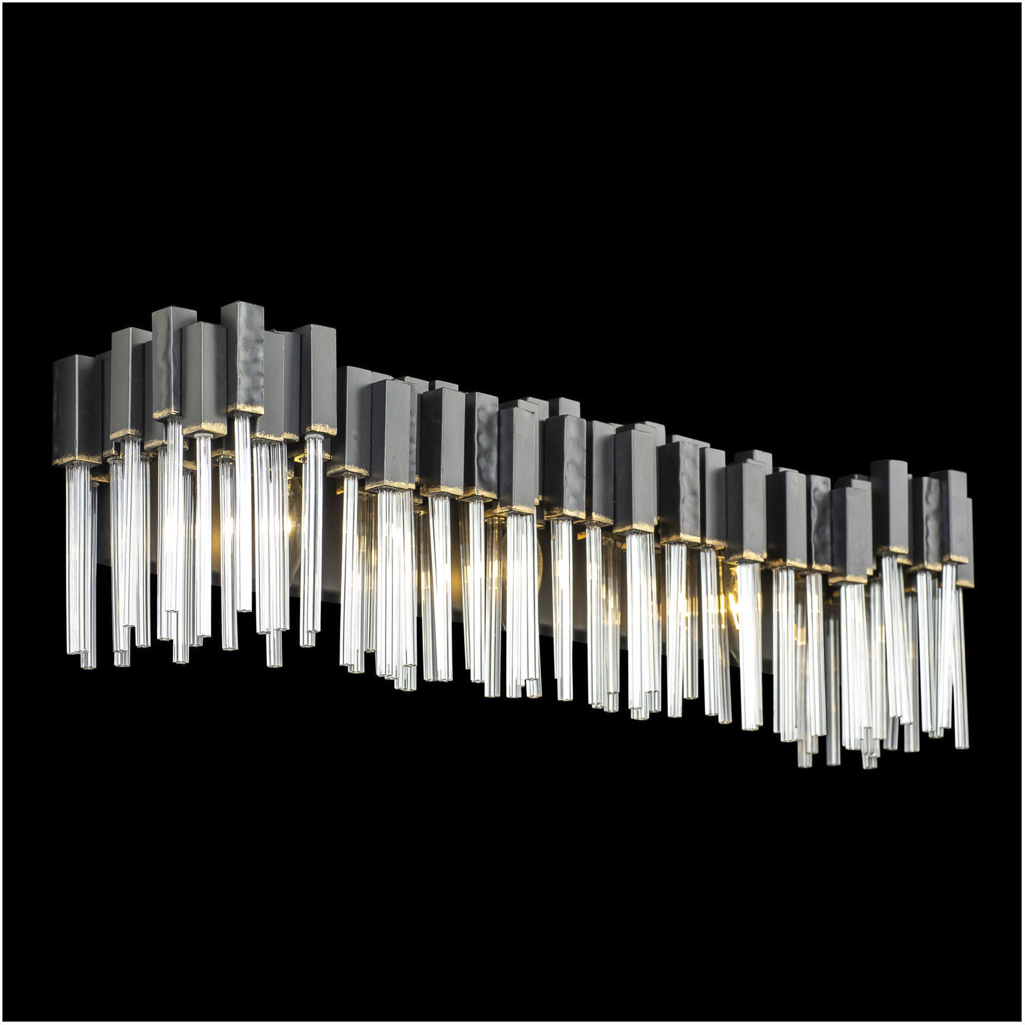 Matrix 3 Light 28 inch Matte Black and French Gold Bath Vanity Wall Light