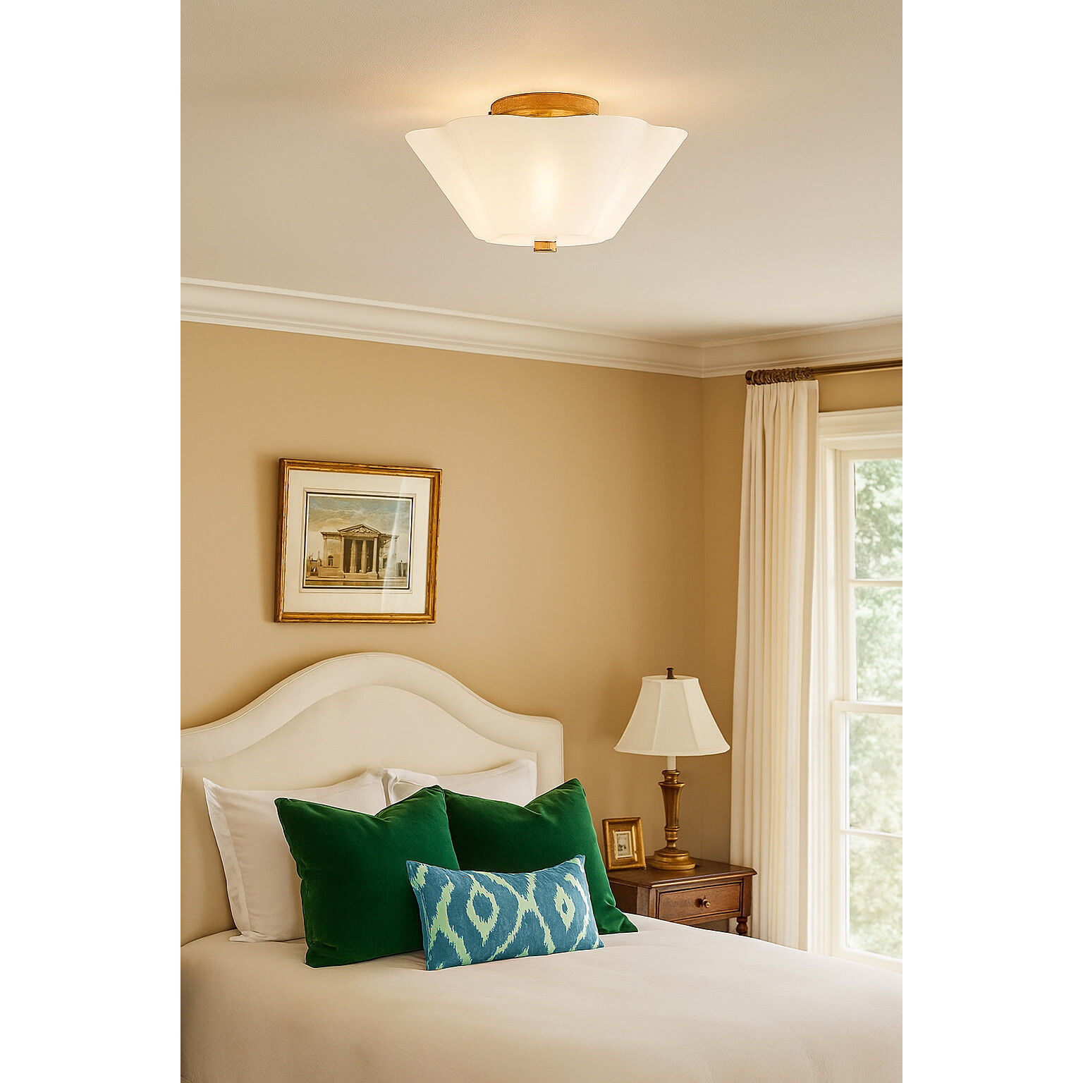 Honey 3 Light 15 inch Distressed Brass Semi-Flush Mount Ceiling Light, Medium