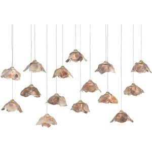 Catrice 15 Light 48 inch Silver/Contemporary Silver Leaf/Natural Shell Multi-Drop Pendant Ceiling Light