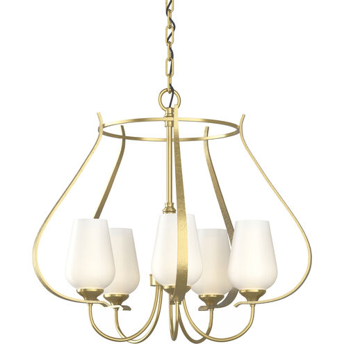 Flora 5 Light 22.2 inch Modern Brass Chandelier Ceiling Light in Opal