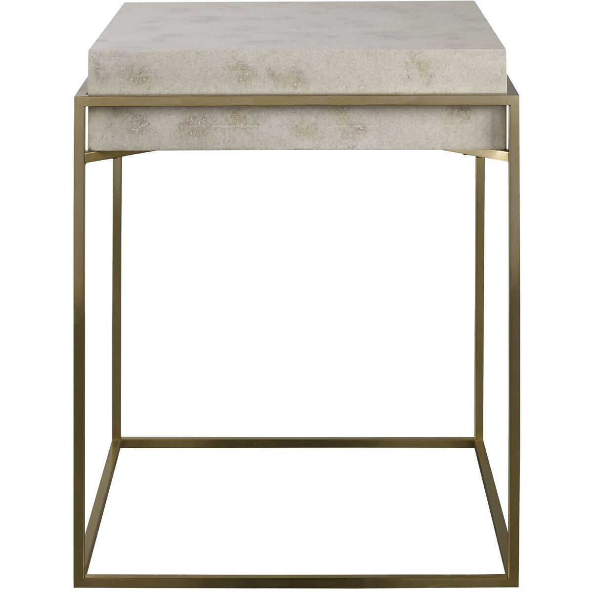 Inda 24 X 19 inch Ivory Burl Veneer and Brushed Brass Accent Table