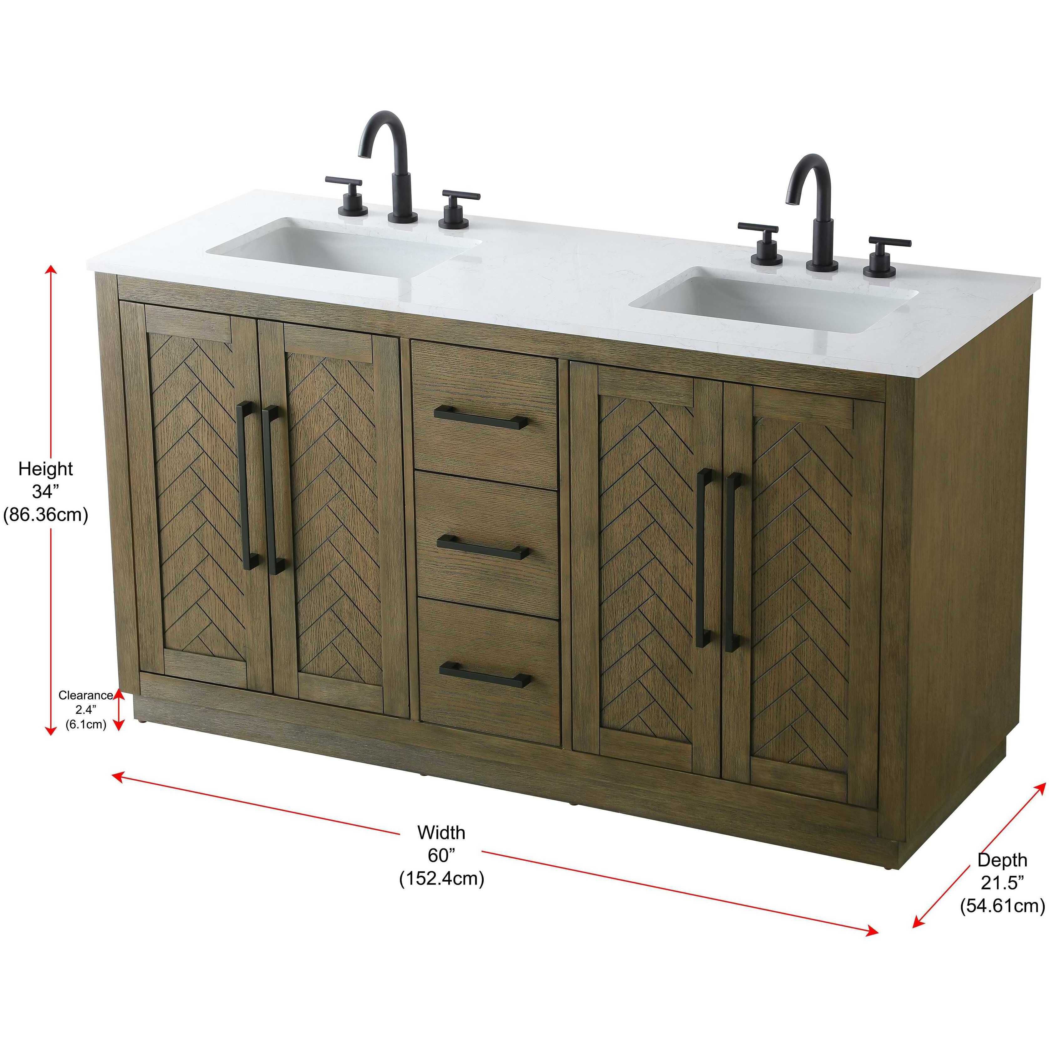 Chase 60 X 34 inch Hazel Oak Bathroom Vanity Cabinet