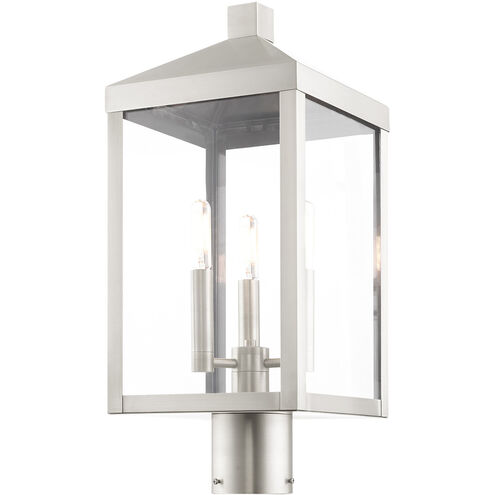 Nyack 3 Light 20 inch Brushed Nickel Outdoor Post Top Lantern