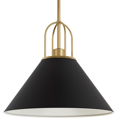 Carrington Isle 1 Light 16.25 inch Flat Matte Black and Luxe Gold Pendant Ceiling Light, Large