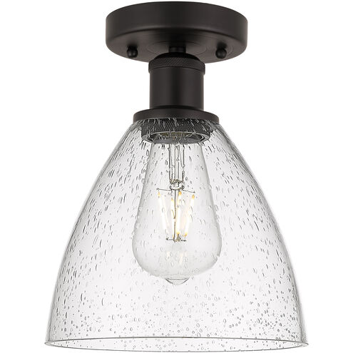 Edison Bristol Glass 1 Light 8 inch Oil Rubbed Bronze Semi-Flush Mount Ceiling Light in Seedy Glass