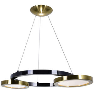 Deux Lunes 29 inch Brass and Pearl Black Down Chandelier Ceiling Light