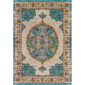 Morocco 36 X 24 inch Teal; Multicolored Rug