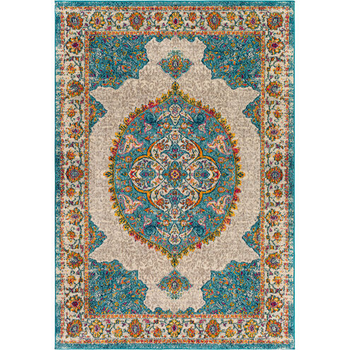 Morocco 36 X 24 inch Teal; Multicolored Rug