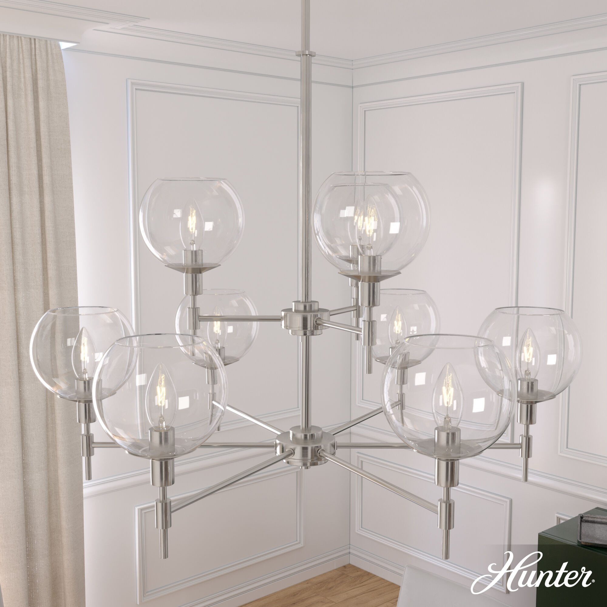 Xidane 9 Light 32 inch Brushed Nickel 2-Tier Chandelier Ceiling Light