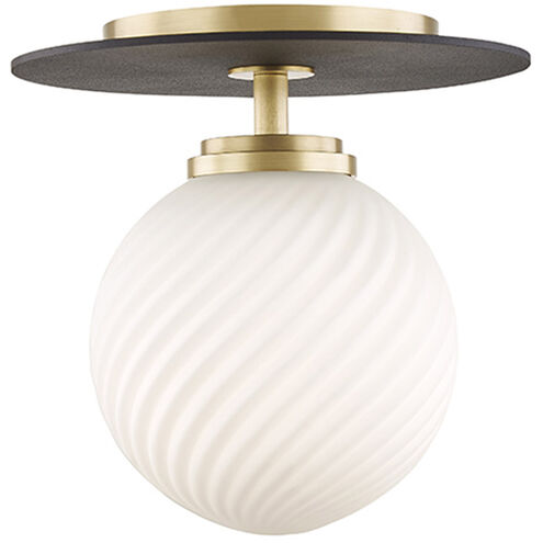 Ellis LED 7 inch Aged Brass and Black Flush Mount Ceiling Light