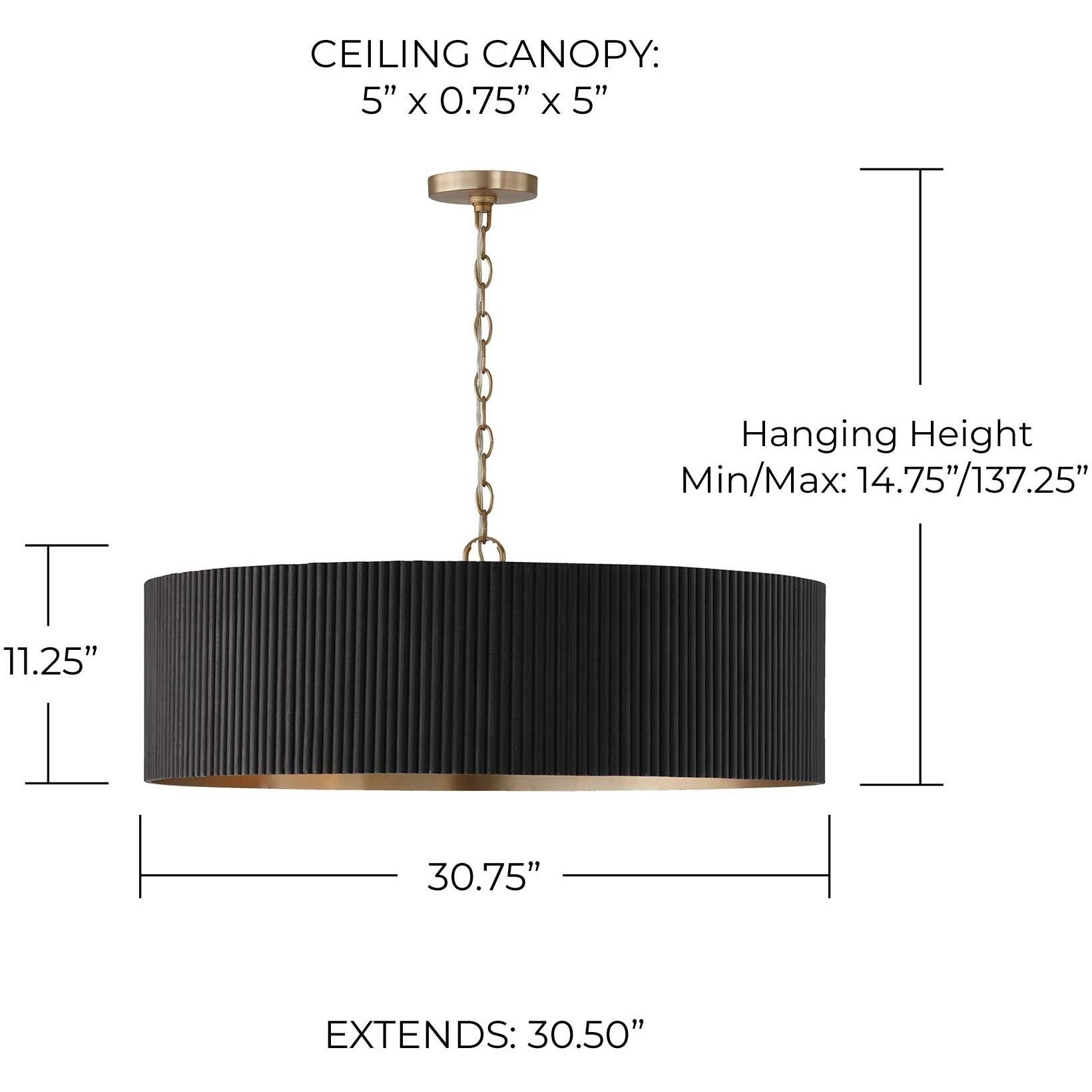 Donovan 4 Light 30.75 inch Black Stain and Matte Brass Chandelier Ceiling Light