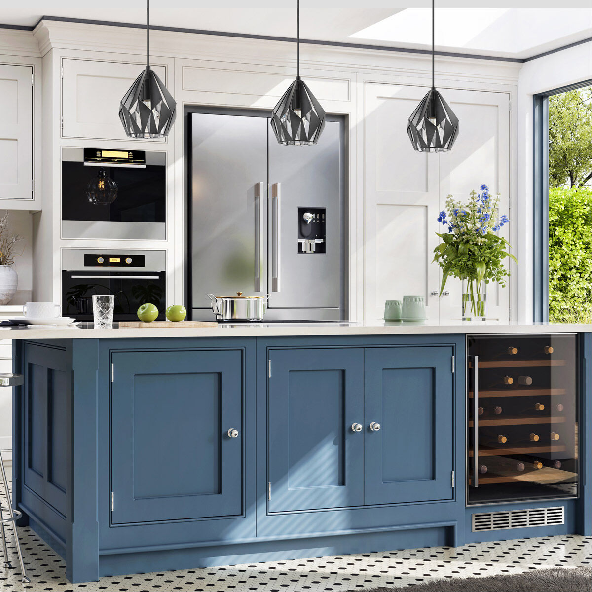 Carlton 3 1 Light 7.5 inch Black/Silver Geometric Pendant Ceiling Light