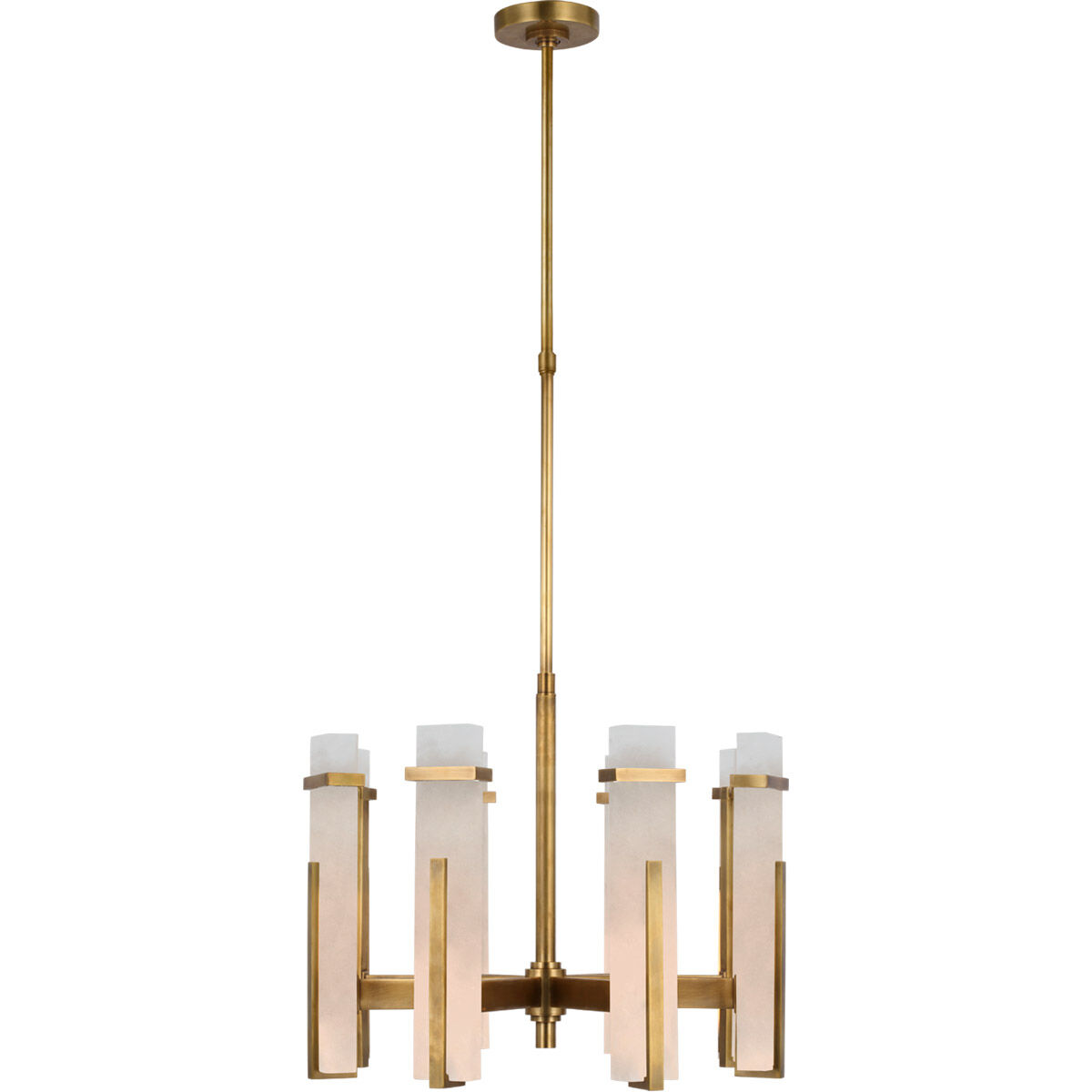 Ian K. Fowler Malik LED 24 inch Hand-Rubbed Antique Brass Chandelier Ceiling Light in Alabaster, Medium