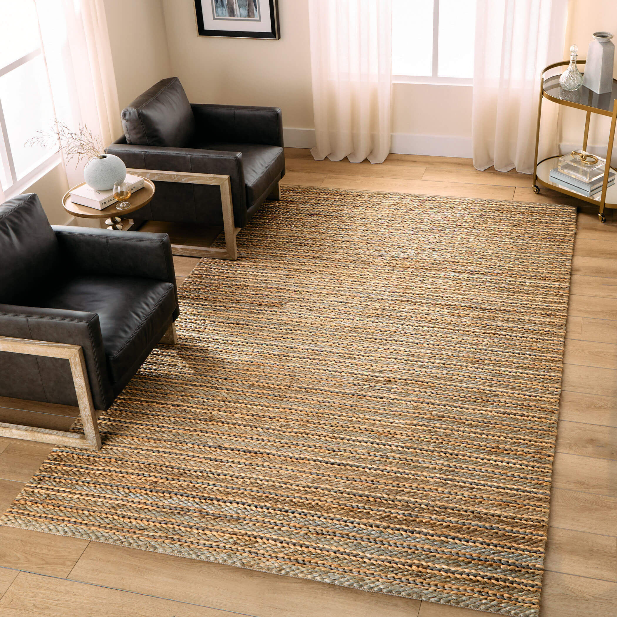 Natural Luxe 90 X 63 inch Blue Rug in 5 x 7