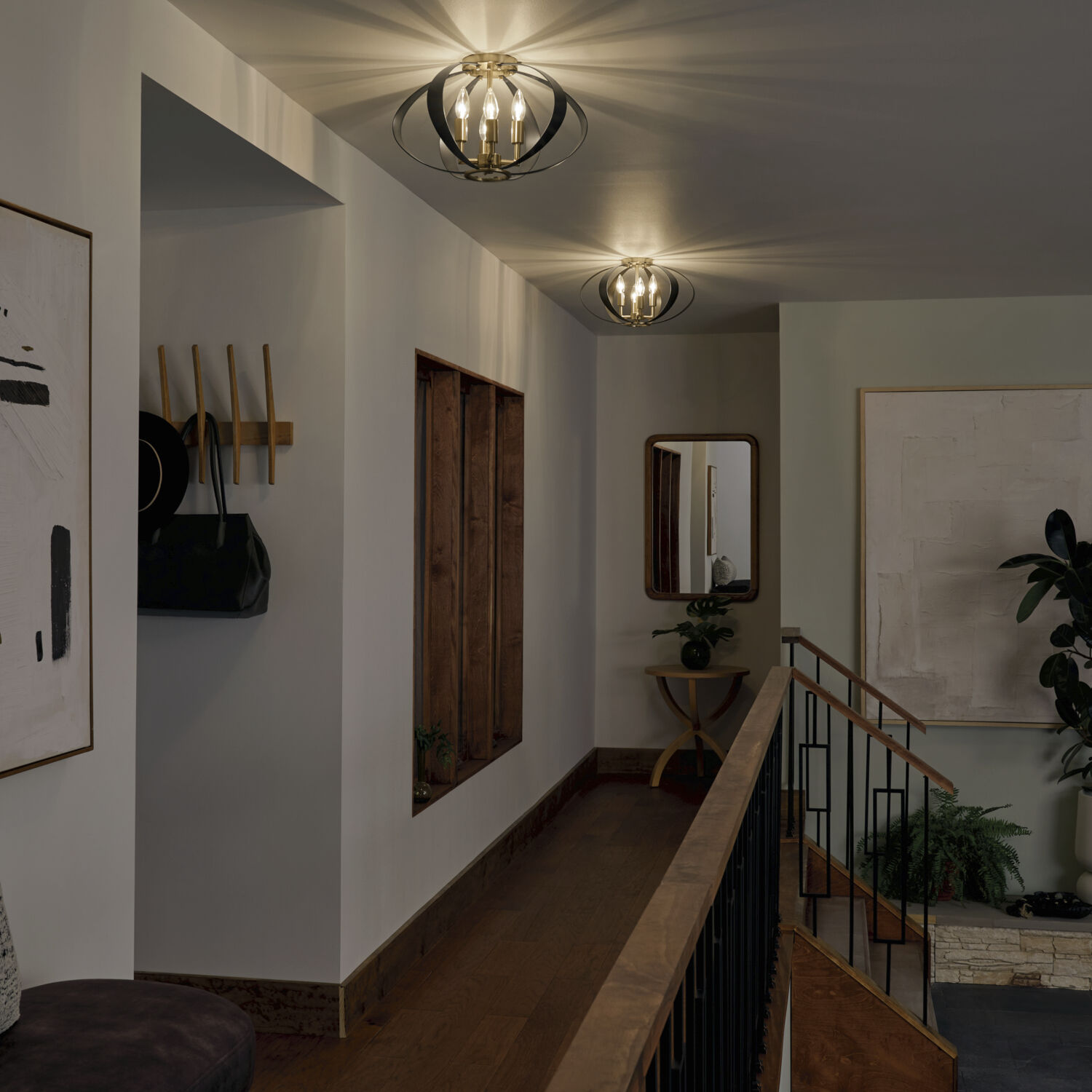 Cecil LED 17.75 inch Champagne Bronze with Black Flush Mount Ceiling Light