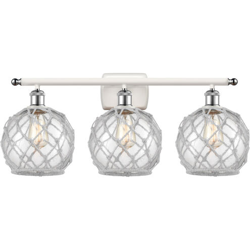 Ballston Farmhouse Rope LED 26 inch White and Polished Chrome Bath Vanity Light Wall Light in Clear Glass with White Rope, Ballston
