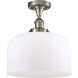 Ballston X-Large Bell LED 8 inch Brushed Satin Nickel Semi-Flush Mount Ceiling Light in Matte White Glass, Ballston