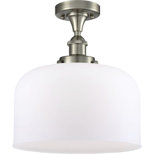 Ballston X-Large Bell LED 8 inch Brushed Satin Nickel Semi-Flush Mount Ceiling Light in Matte White Glass, Ballston