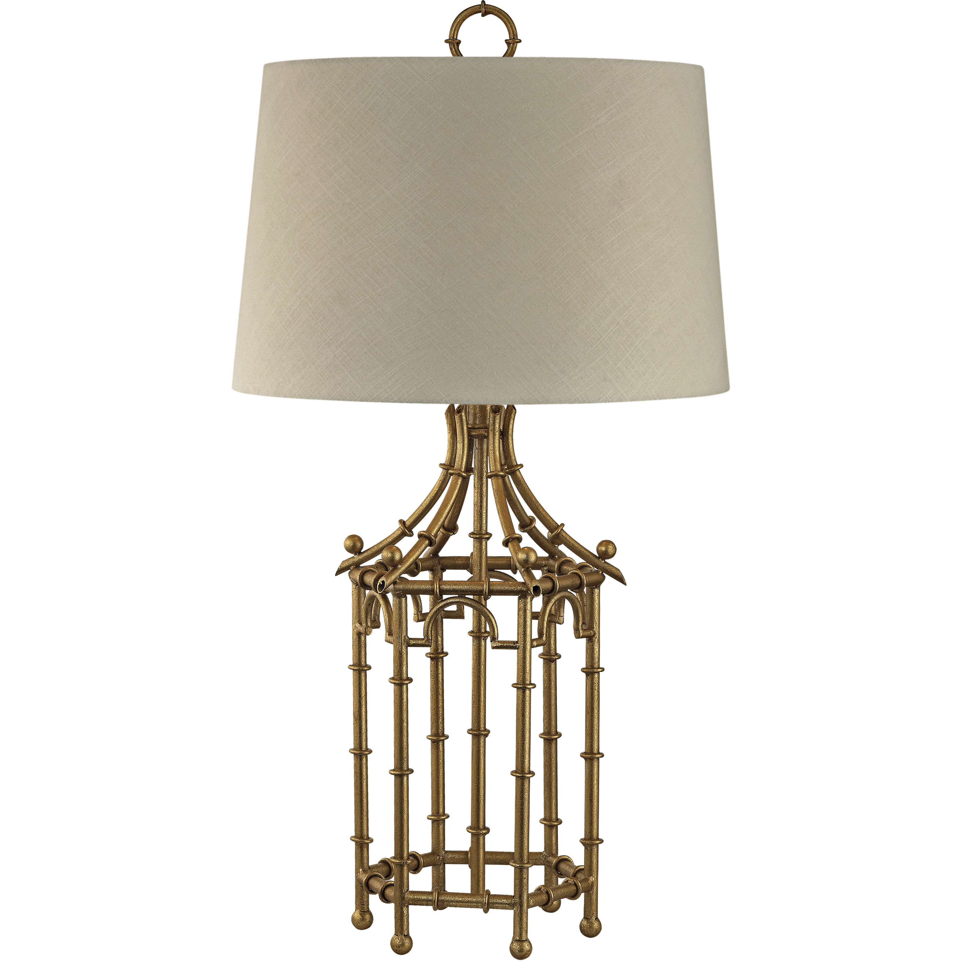 Bamboo Birdcage 32.25 inch 150 watt Gold Leaf Table Lamp Portable Light