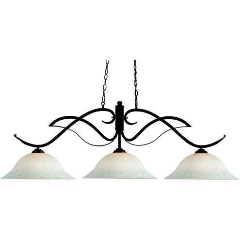 Phoenix 3 Light 54 inch Bronze Billiard Ceiling Light in White Mottle Glass