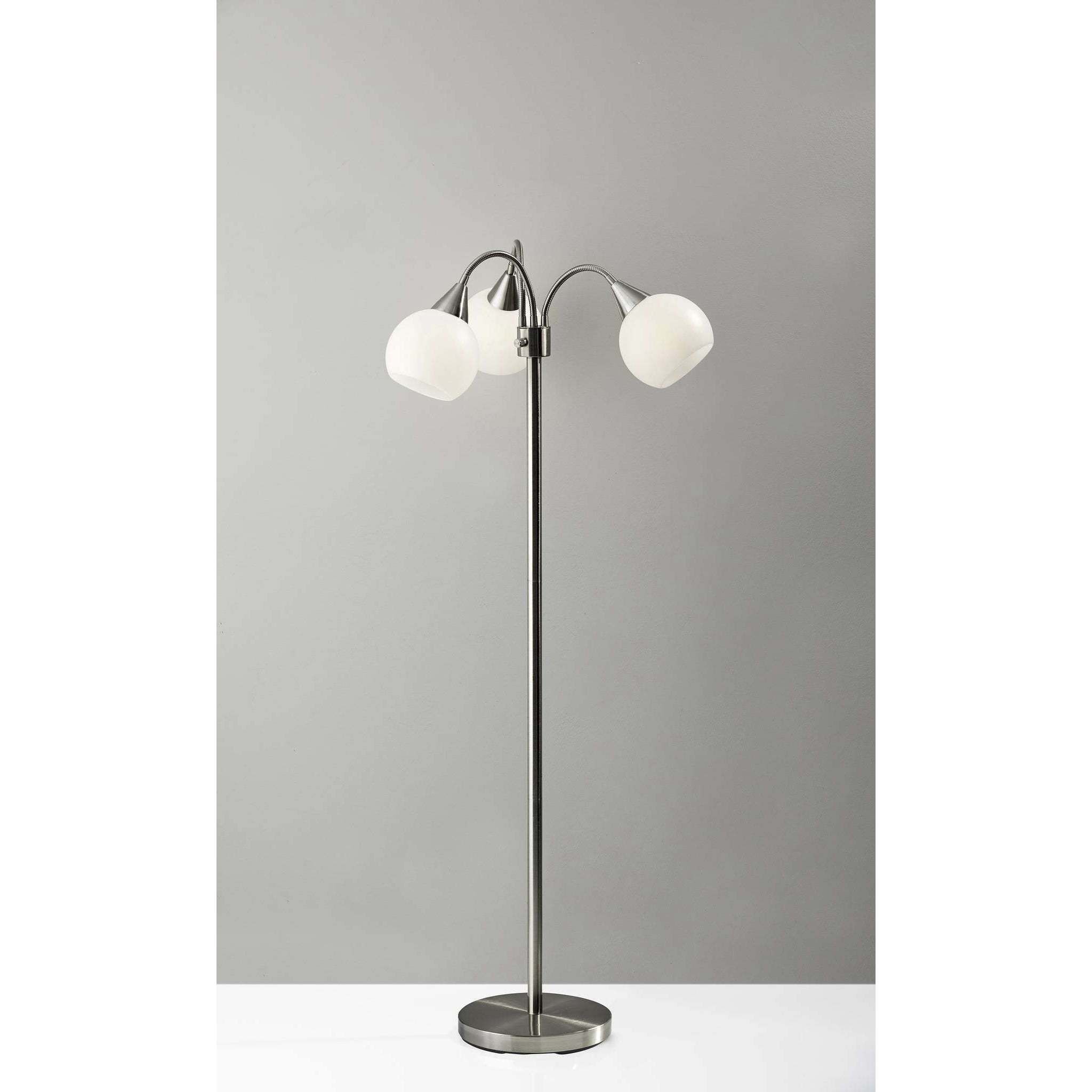 Phillip 65.5 inch 40 watt Brushed Steel 3-Arm Floor Lamp Portable Light