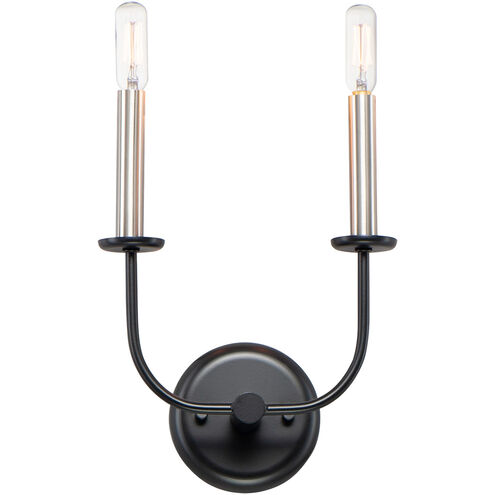 Wesley Wall Sconce Wall Light in Black and Satin Nickel