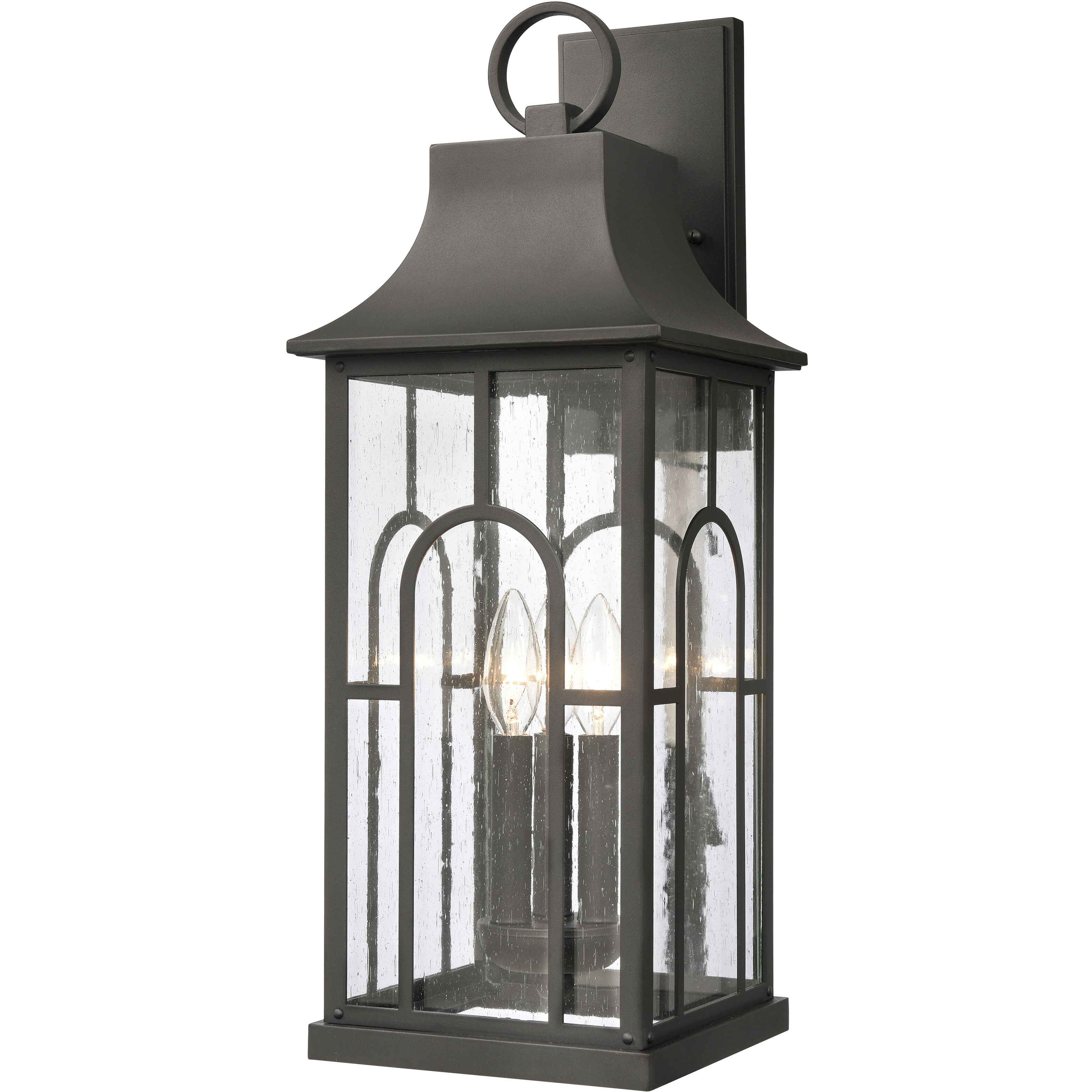 Triumph 3 Light 23 inch Textured Black Outdoor Wall Sconce