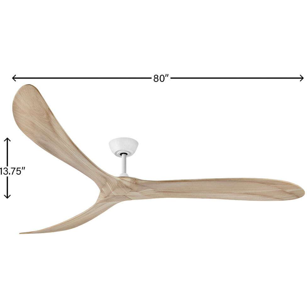Swell 80 inch Matte White with Natural Blades Fan