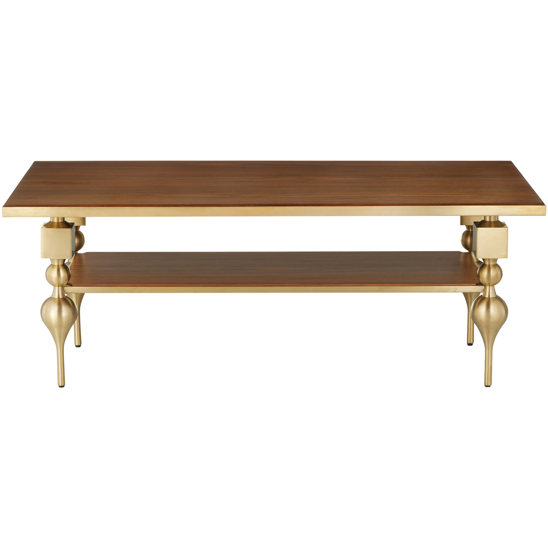 Maeve 52 X 19.5 inch Brushed Brass/Walnut Cocktail Table