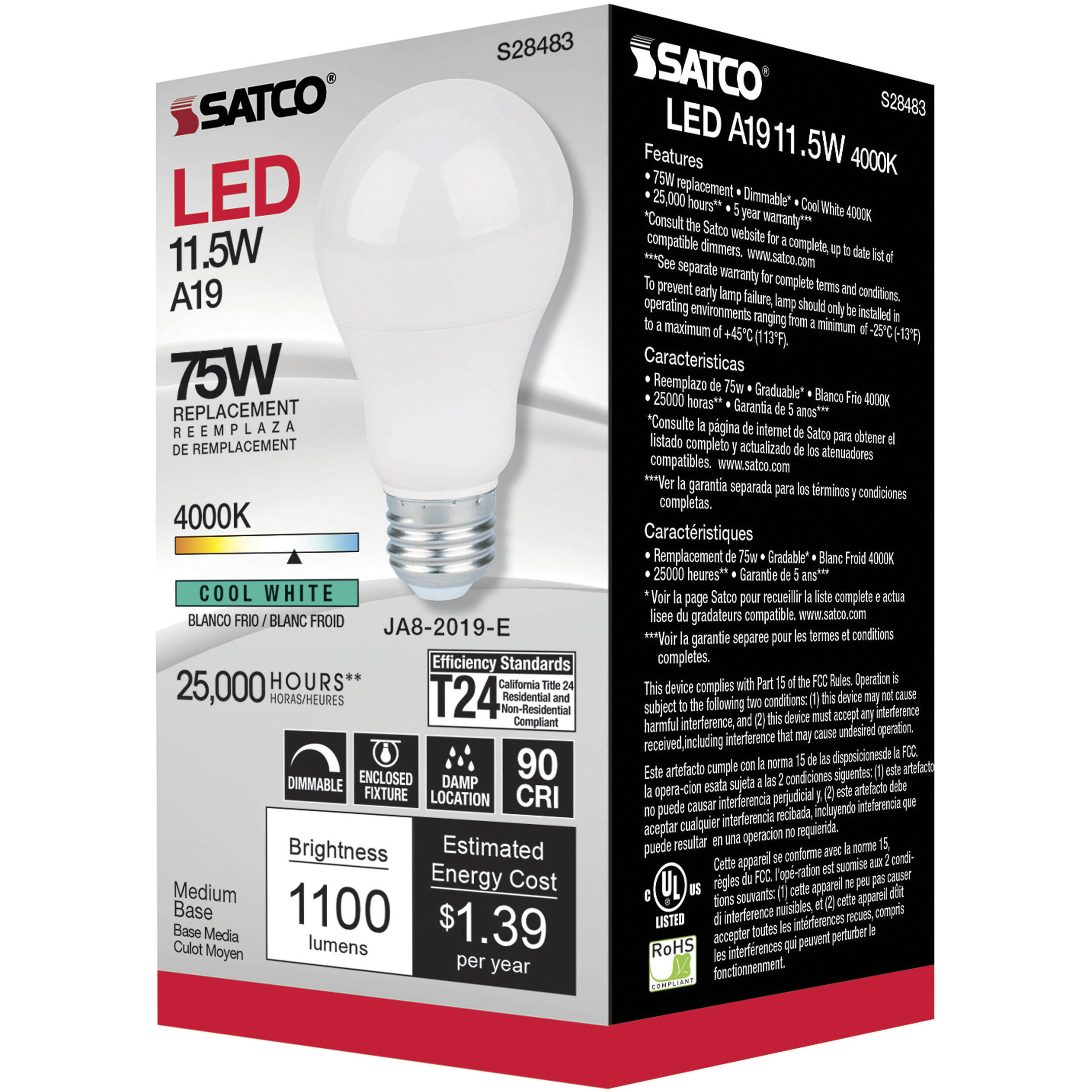 Lumos LED Medium 11.50 watt 120 4000K Light Bulb