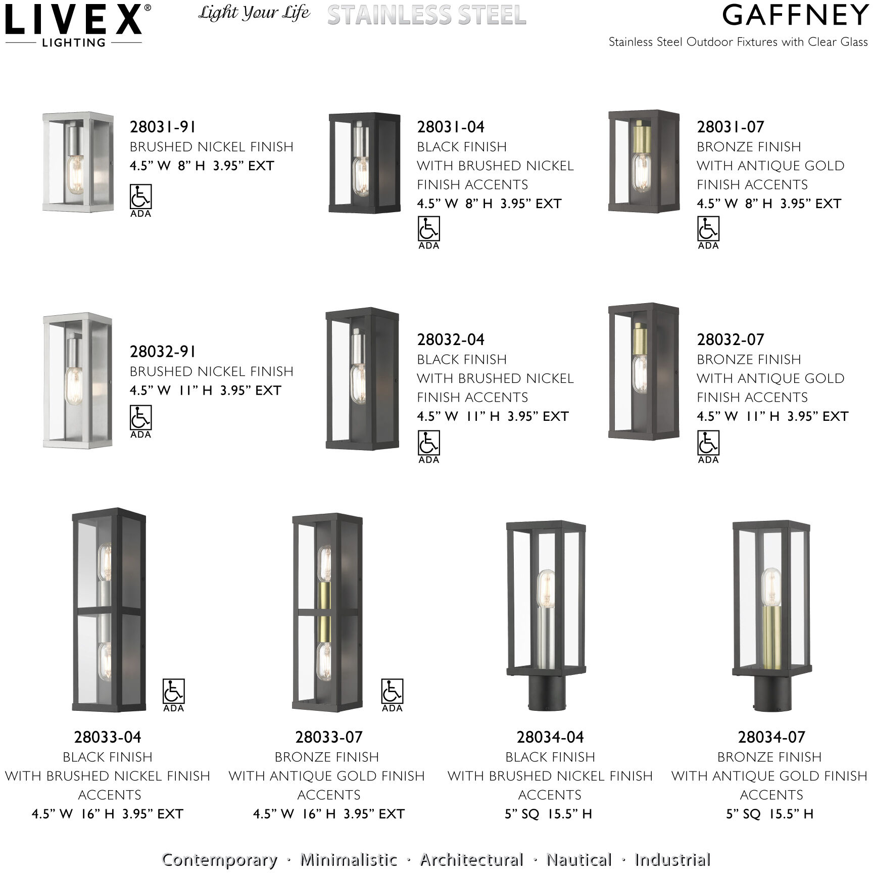 Gaffney 2 Light 16 inch Bronze with Antique Gold Finish Accents Outdoor ADA Wall Lantern