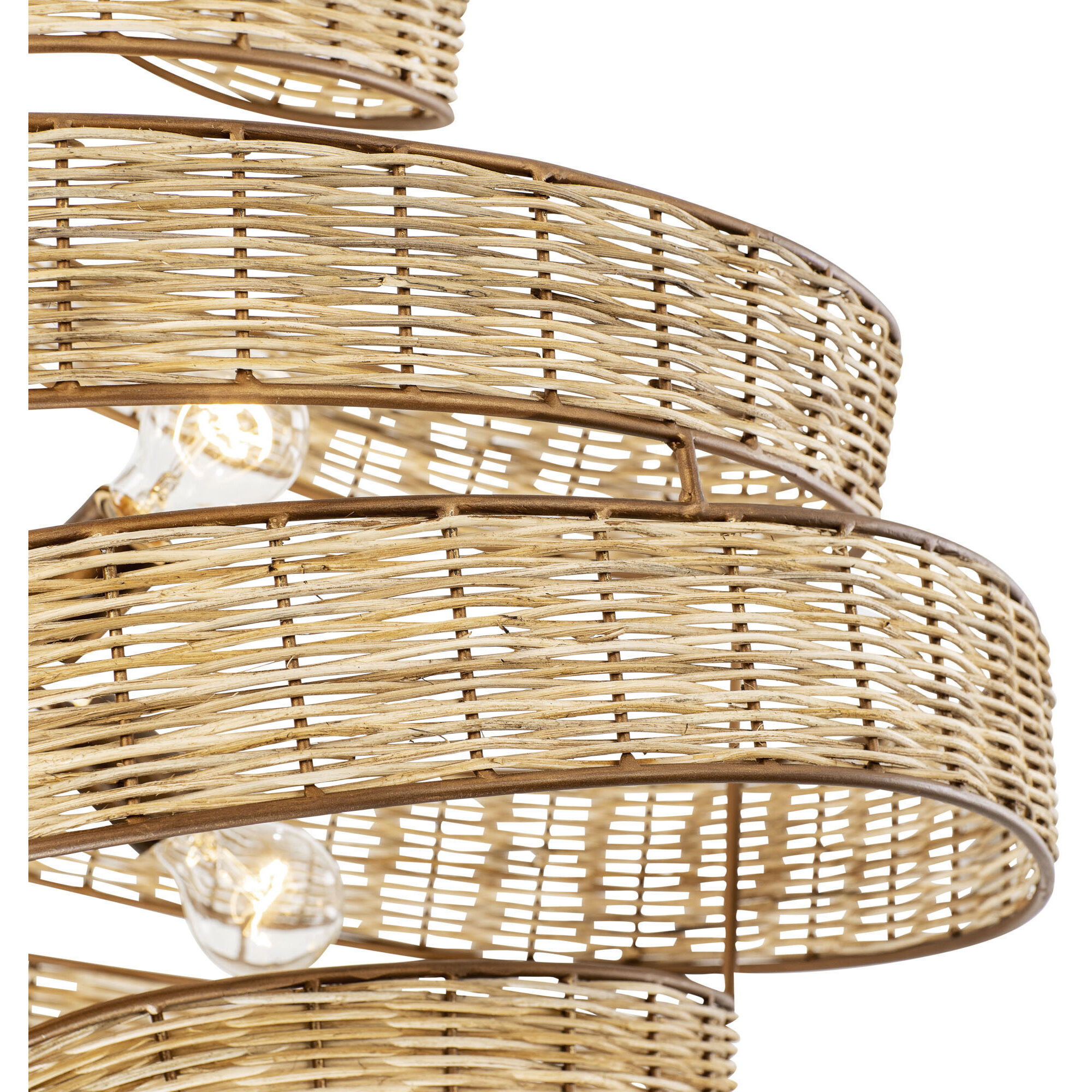 Flow 6 Light 30 inch Baguette and Natural Rattan Pendant Ceiling Light in Baguette/Natural Rattan, Smithsonian Collaboration