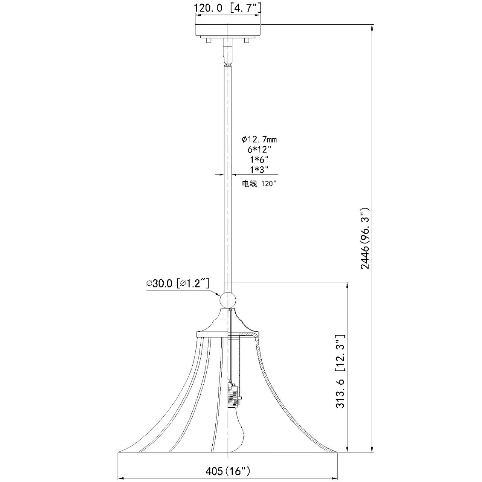 Fleur 1 Light 16 inch Brushed Nickel Pendant Ceiling Light