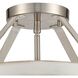 Brigantine 2 Light 15 inch Satin Nickel with Antique White Semi Flush Mount Ceiling Light
