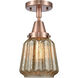 Franklin Restoration Chatham 1 Light 6 inch Antique Copper Flush Mount Ceiling Light in Mercury Glass