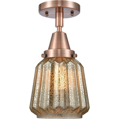 Franklin Restoration Chatham 1 Light 6 inch Antique Copper Flush Mount Ceiling Light in Mercury Glass
