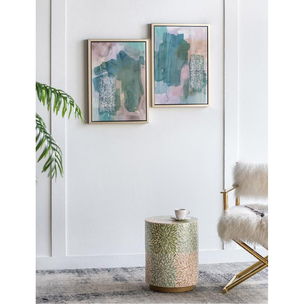 Teals Abstract 23.9 X 17.4 inch Printed Acrylic Wall Art