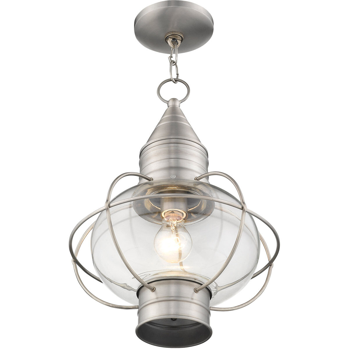 Newburyport 1 Light 12 inch Brushed Nickel Outdoor Pendant Lantern