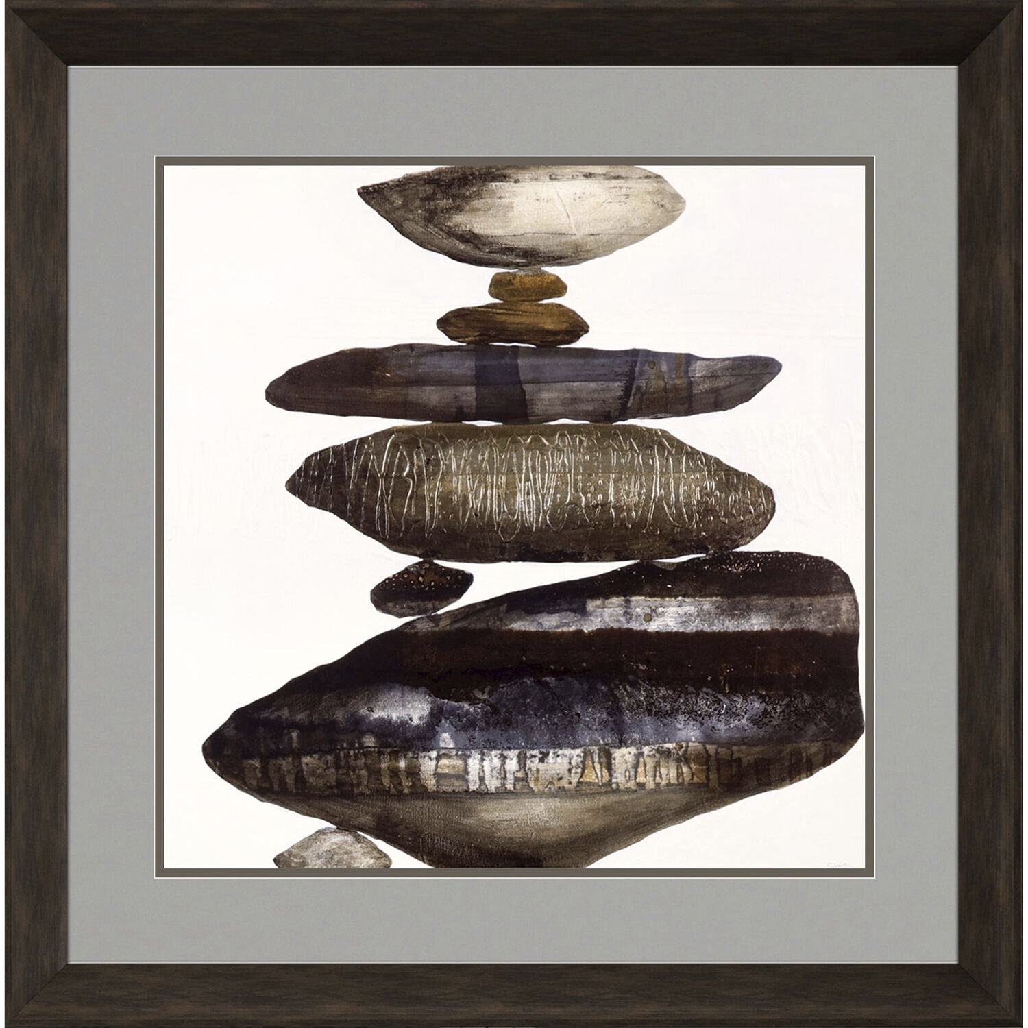 Big Rock Gray and Beige and Brown and Neutral Framed Art