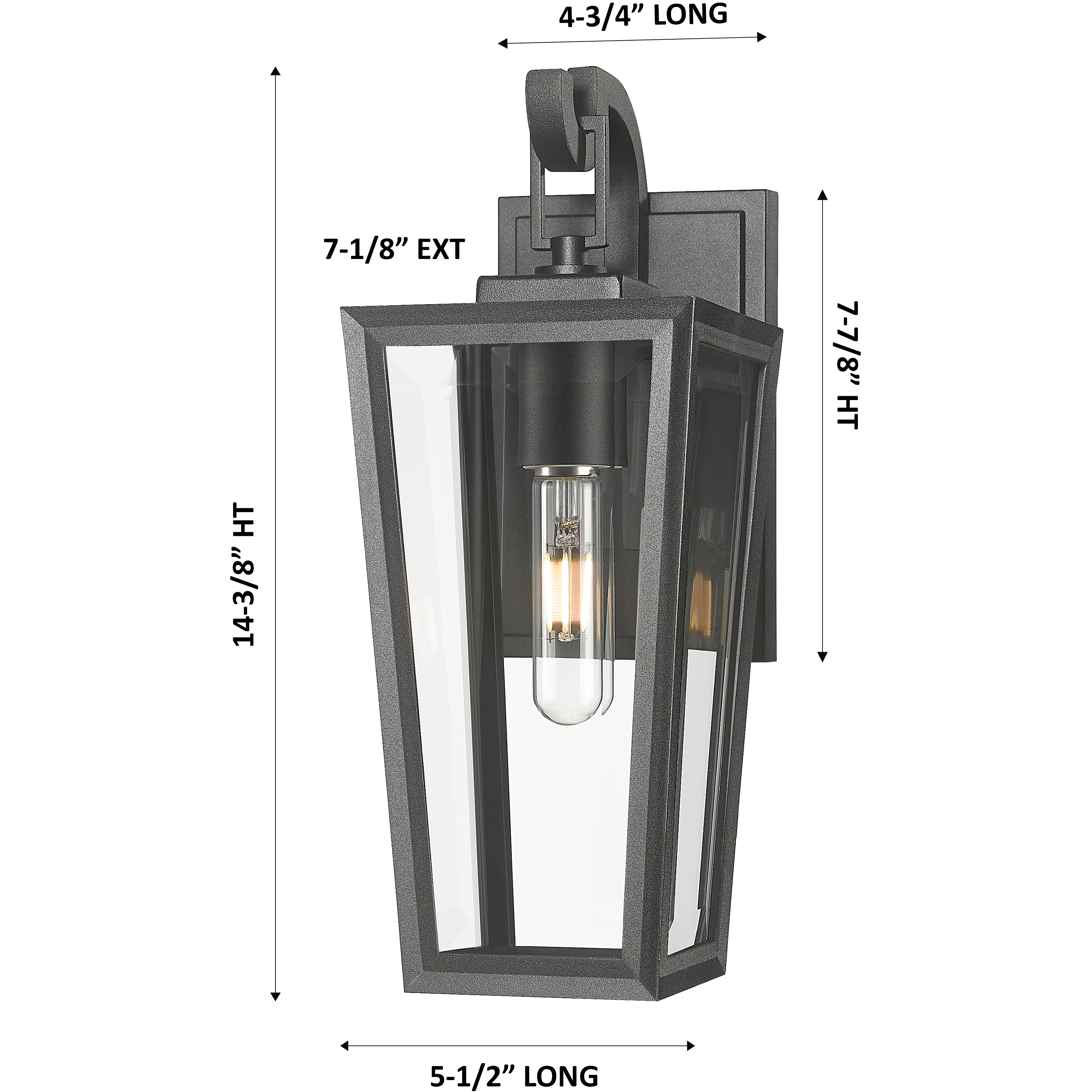 Madison 1 Light 14.38 inch Matte Black Outdoor Sconce in Clear Glass