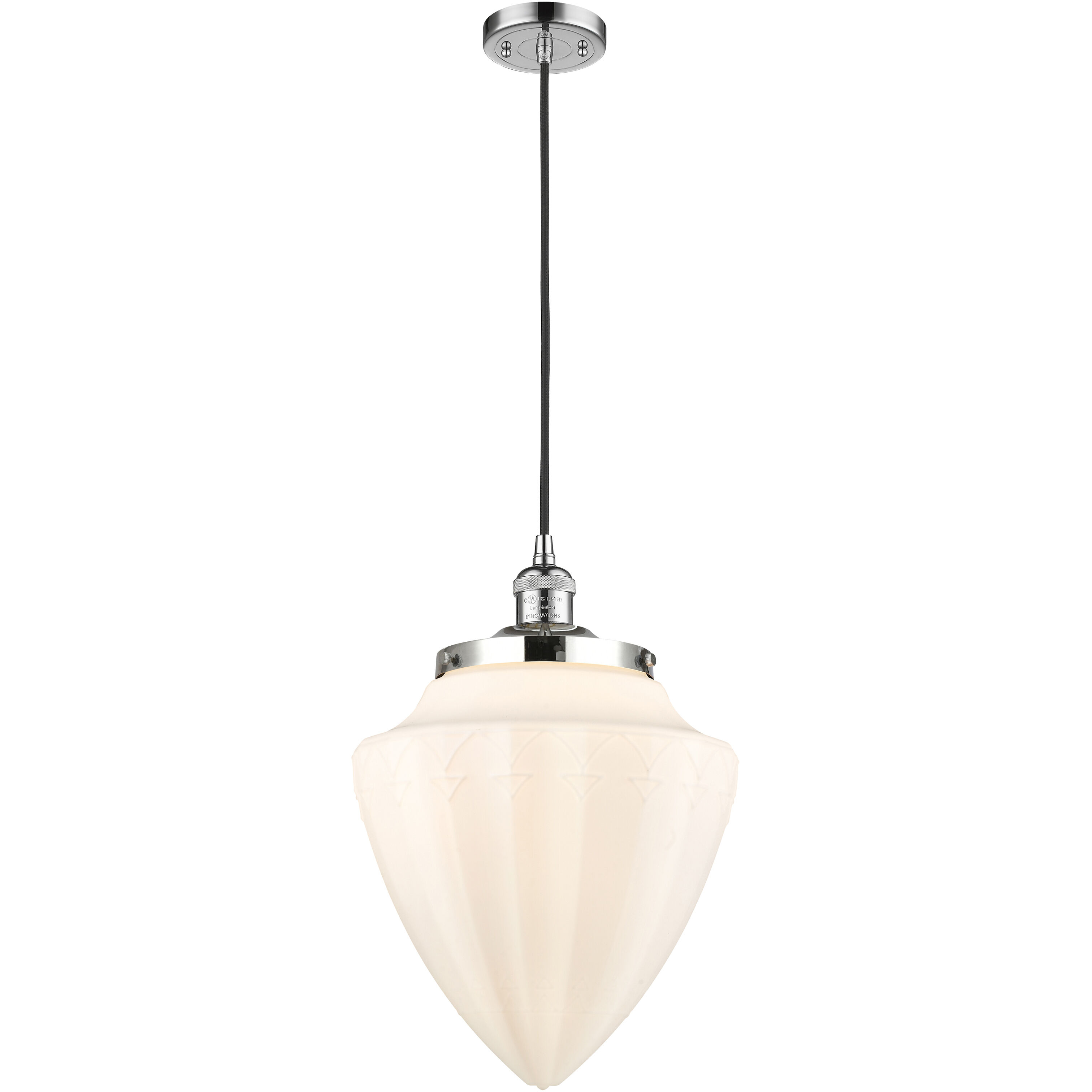 Franklin Restoration Bullet 1 Light 12 inch Polished Chrome Mini Pendant Ceiling Light in Incandescent, Matte White