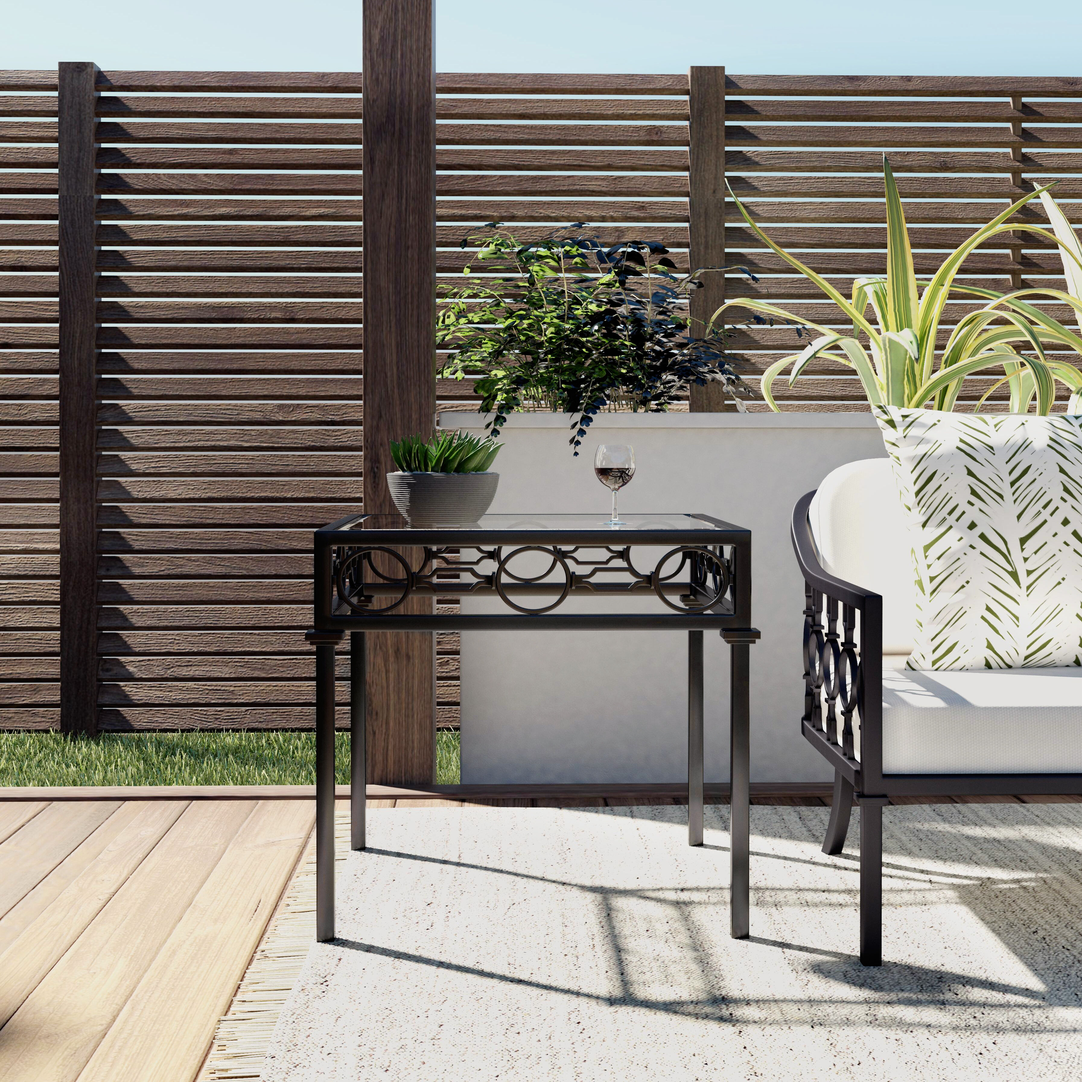 Southport Iron Outdoor End Table in Black