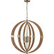 Pyrus 4 Light 27 inch Light Brown with Antique Brass Chandelier Ceiling Light