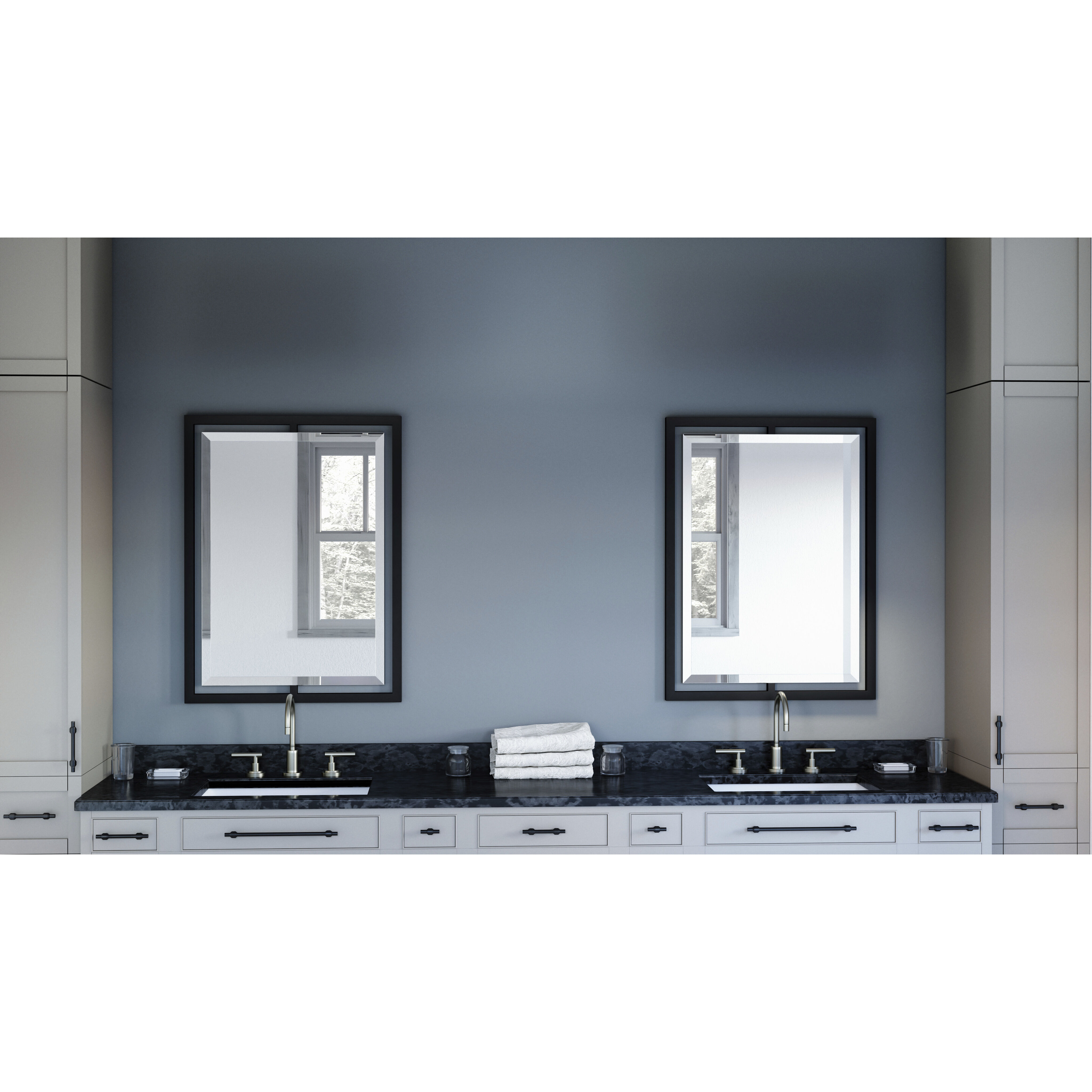 Marcos 32 X 24 inch Matte Black Mirror