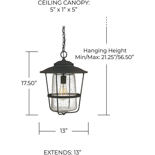 Creekside 1 Light 13 inch Black Outdoor Hanging Lantern