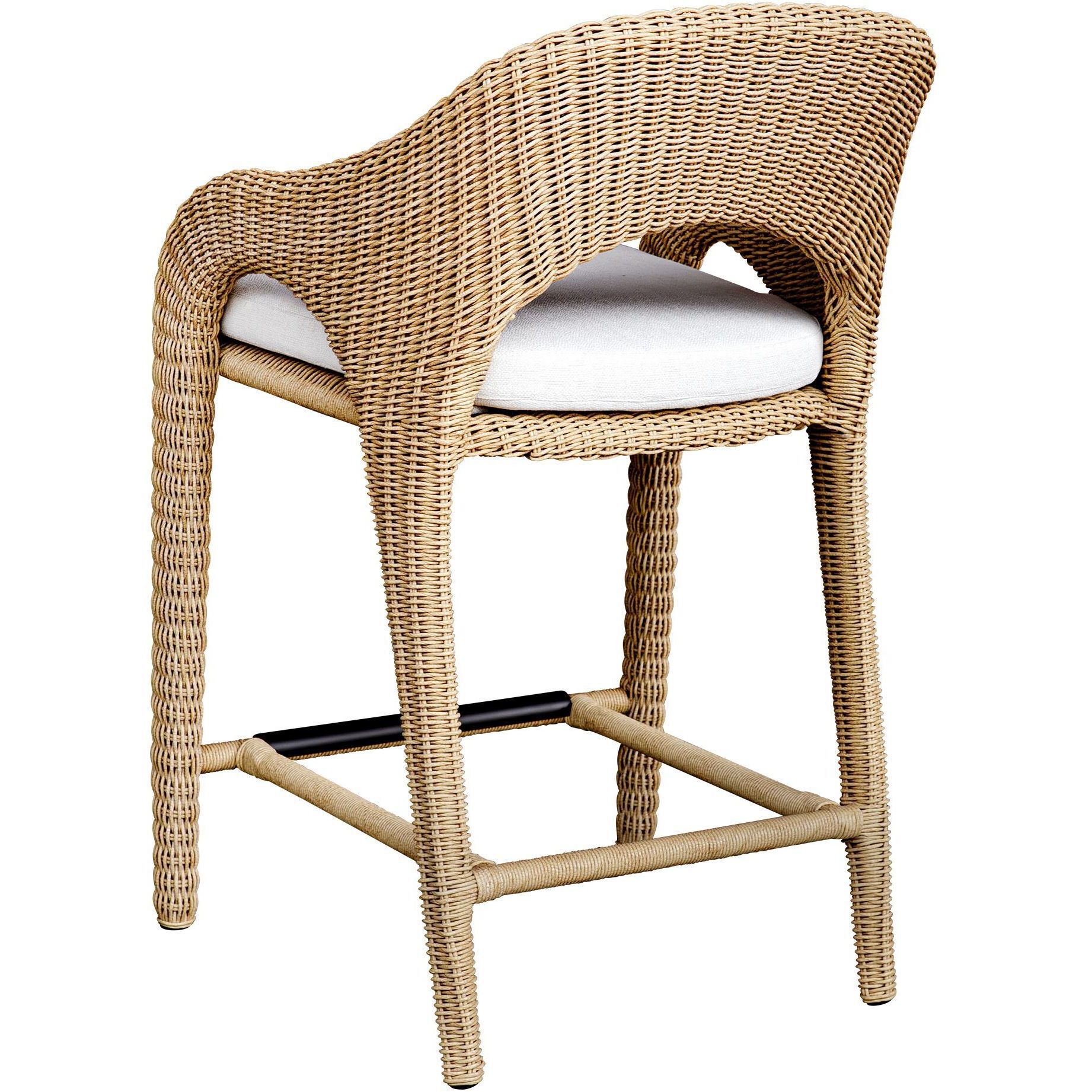 Kavali 38 inch Natural Honey and Oyster White Outdoor Counter Stool