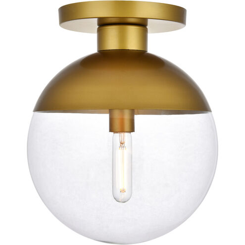 Eclipse 1 Light 12 inch Brass Flush Mount Ceiling Light