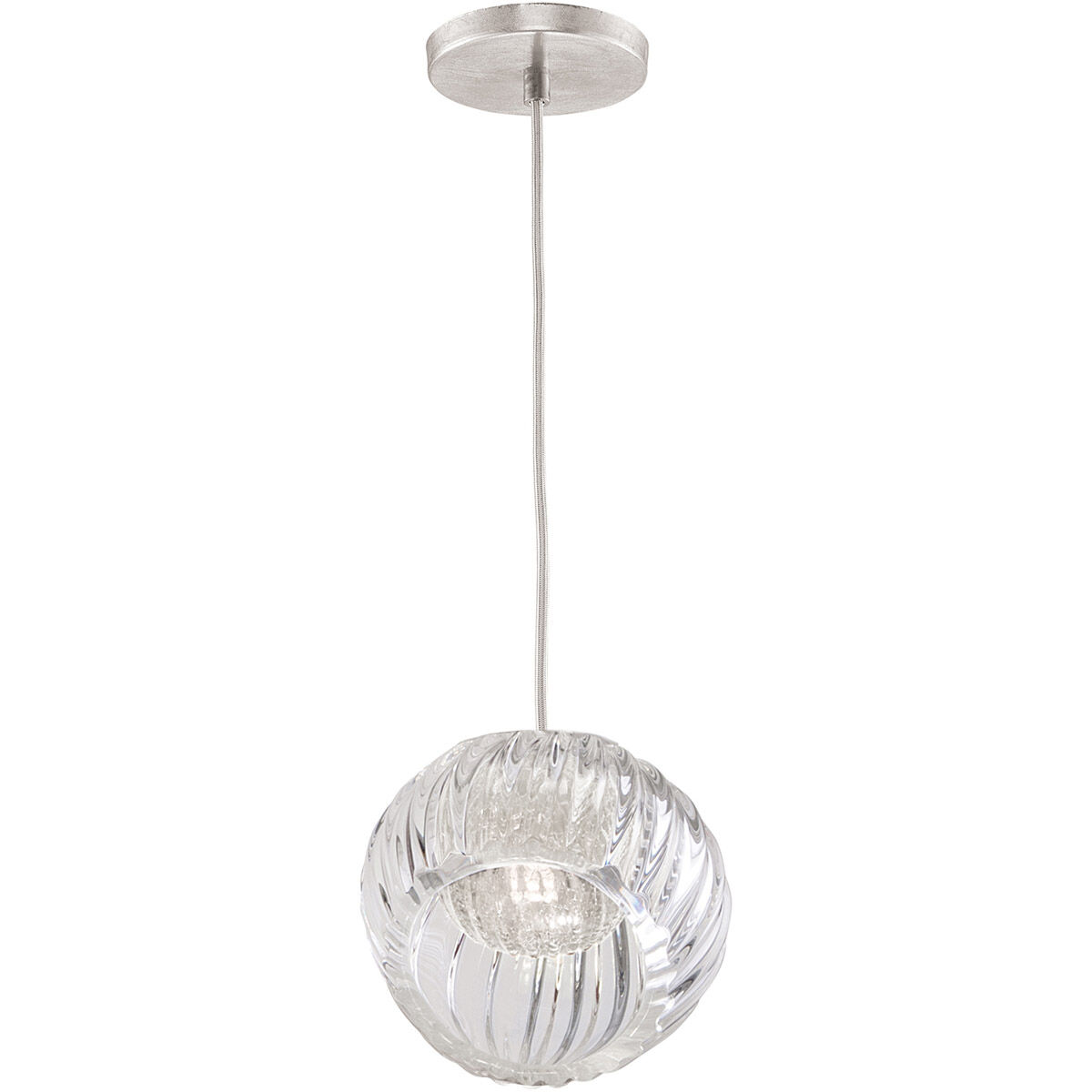 Nest Drop Light Ceiling Light in Silver, Smokey Quartz Studio Glass