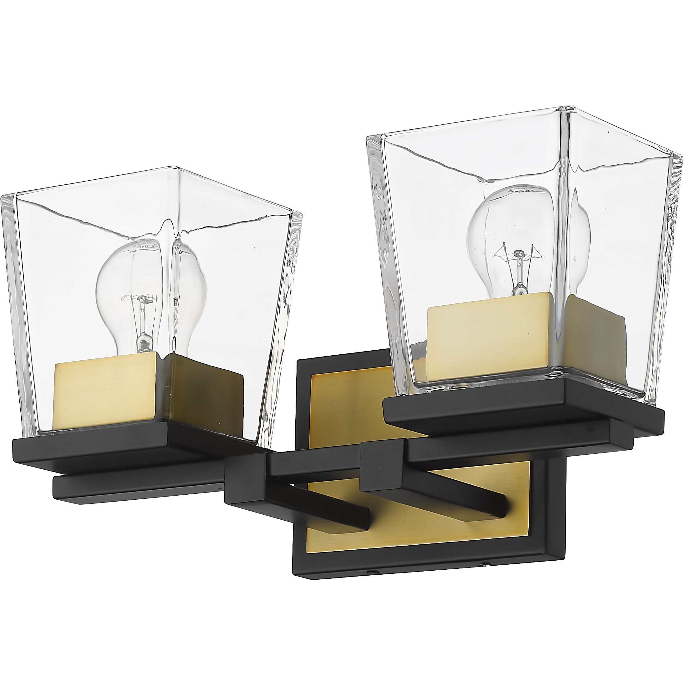 Bleeker Street 2 Light 14 inch Matte Black and Olde Brass Vanity Wall Light